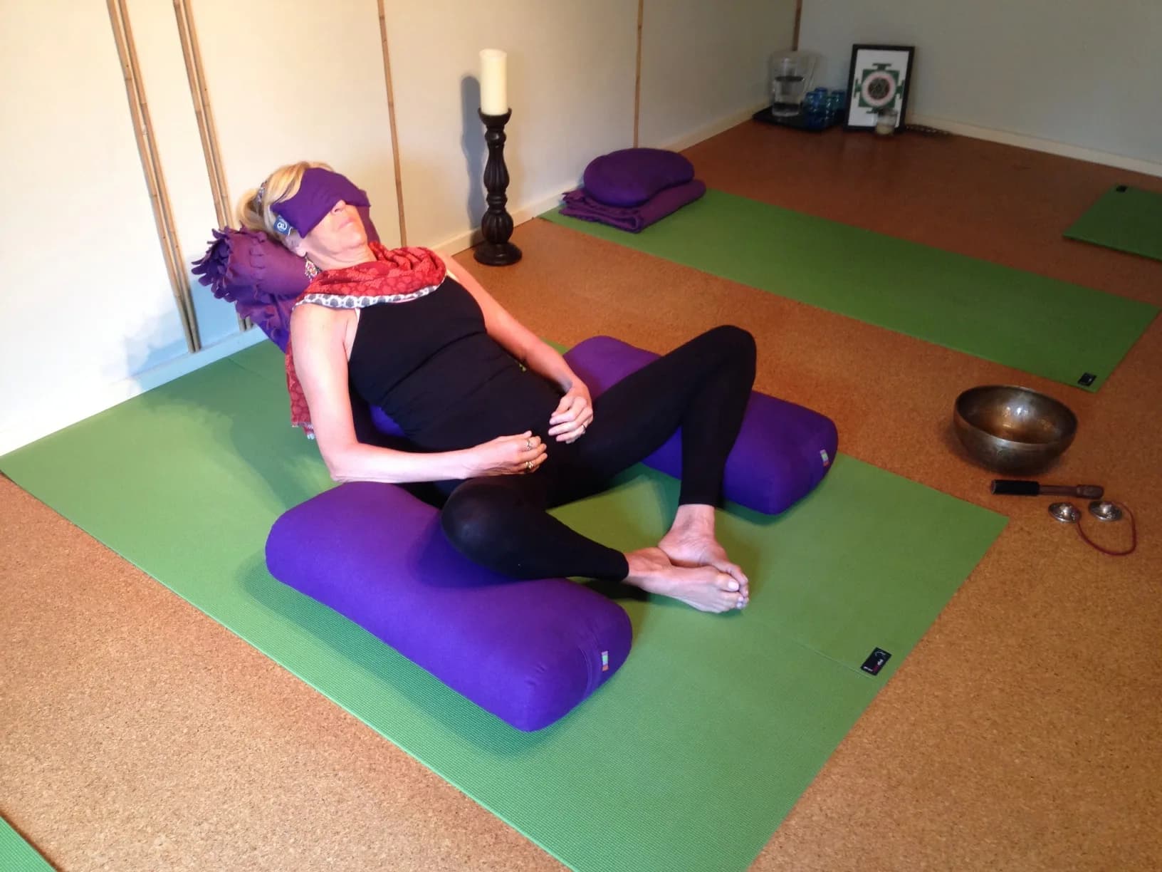 Restorative yoga practice at The Yoga Den